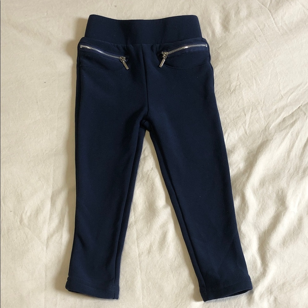 Girls' Navy Zip-Pocket Stretch Leggings